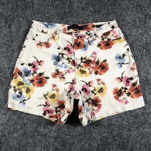 Gloria Vanderbilt Shorts Womens 12 White Amanda Floral Print Denim Casual